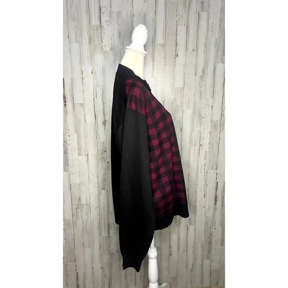 NWT‎ Chereskin Men's XL Red & Black Plaid 1/4 Zip Pullover Sweater - Picture 4 of 6